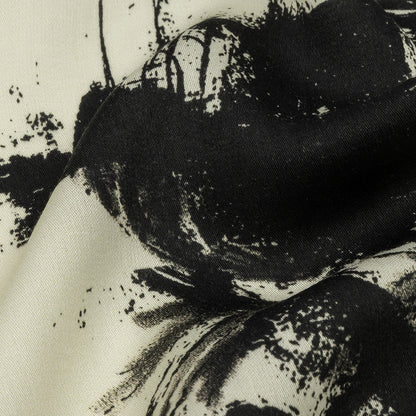 Rayon Challis - Black and White Abstract - Subway Lines Print - Mood Exclusive Metro Collection