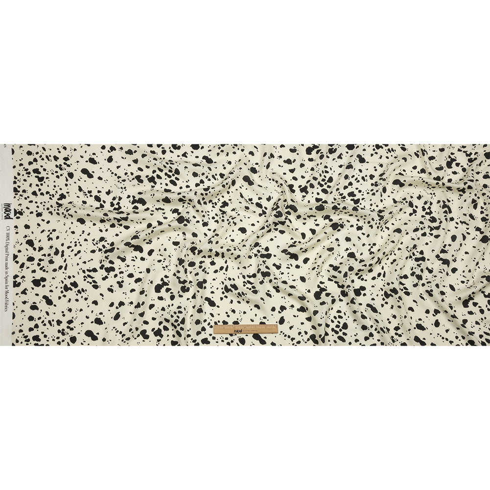Rayon Challis - Black and White Dalmatian Spots - Fire Dogs Print - Mood Exclusive Metro Collection - Full