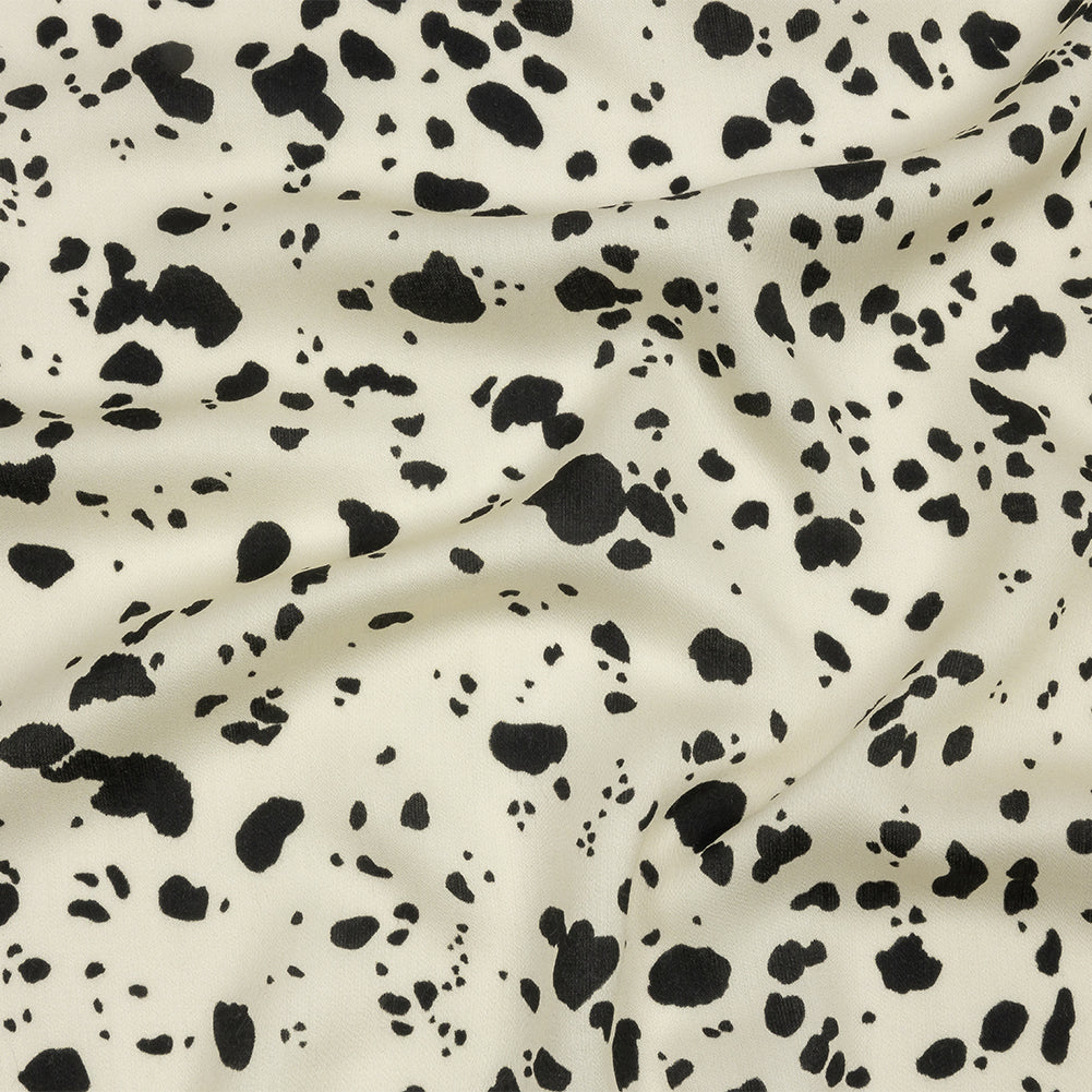Rayon Challis - Black and White Dalmatian Spots - Fire Dogs Print - Mood Exclusive Metro Collection