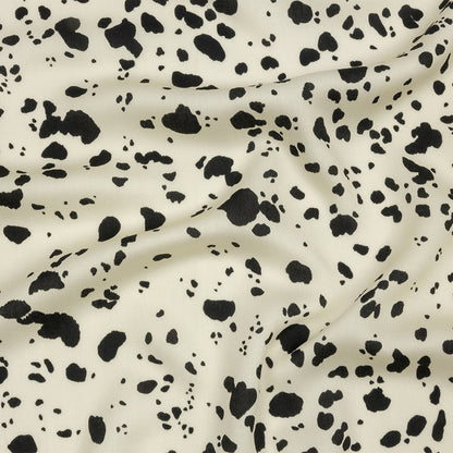 Rayon Challis - Black and White Dalmatian Spots - Fire Dogs Print - Mood Exclusive Metro Collection