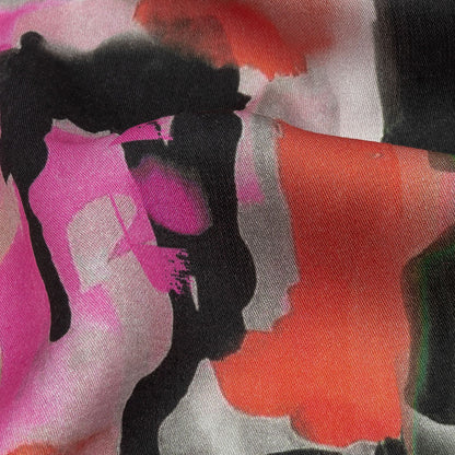 Rayon Challis - Pink and Orange Abstract Paint Drips - Painted Aspirations Print - Mood Exclusive Metro Collection