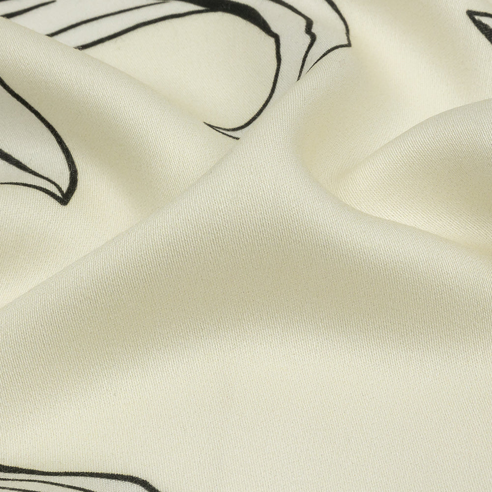 Rayon Challis - White Floral - Central Park Spring Print - Mood Exclusive Metro Collection - Detail