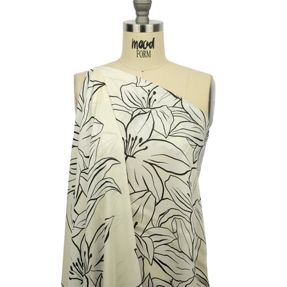 Rayon Challis - White Floral - Central Park Spring Print - Mood Exclusive Metro Collection