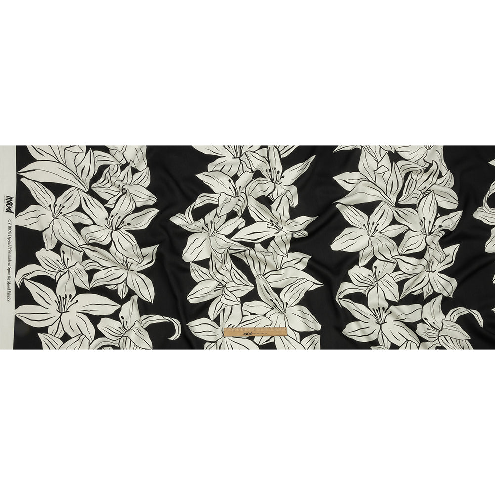 Rayon Challis - Black Floral - Central Park Spring Print - Mood Exclusive Metro Collection - Full
