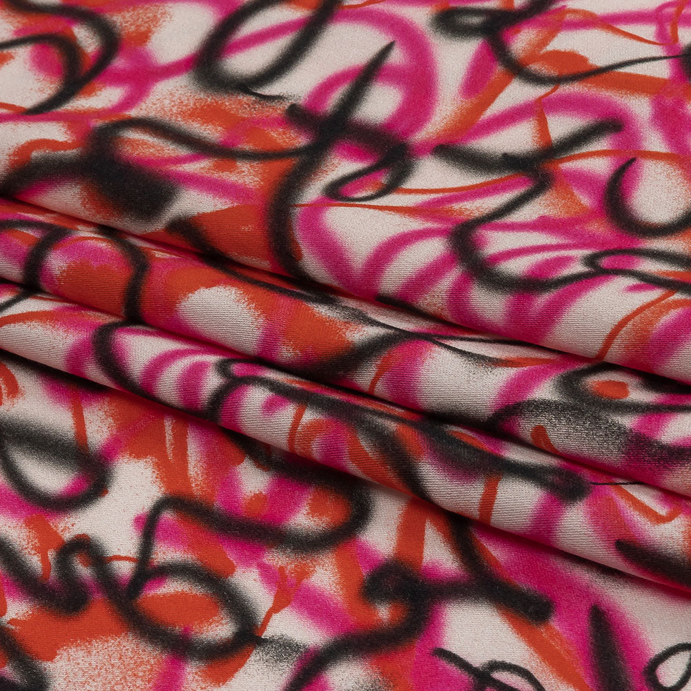 Rayon Challis - Pink Spraypaint Scribbles - Love Notorious Print - Mood Exclusive Metro Collection - Folded