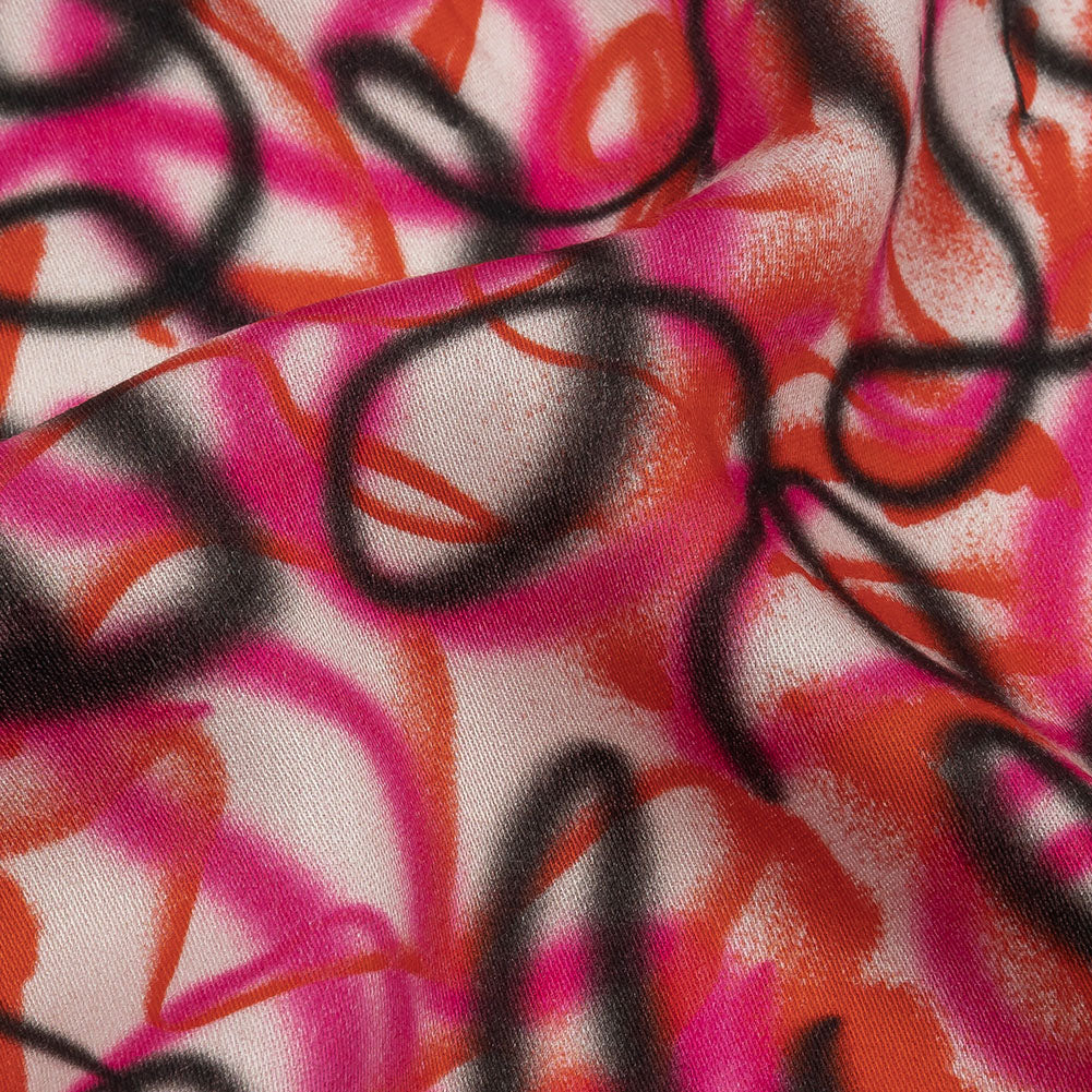 Rayon Challis - Pink Spraypaint Scribbles - Love Notorious Print - Mood Exclusive Metro Collection - Detail