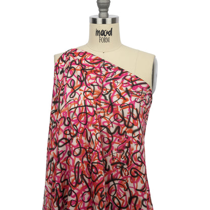 Rayon Challis - Pink Spraypaint Scribbles - Love Notorious Print - Mood Exclusive Metro Collection