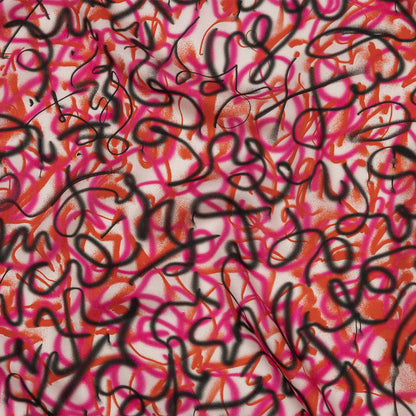 Rayon Challis - Pink Spraypaint Scribbles - Love Notorious Print - Mood Exclusive Metro Collection