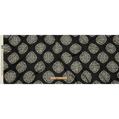 Stretch Cotton Sateen - Black Lacy Medallions - Cathedral Windows Print - Mood Exclusive Metro Collection