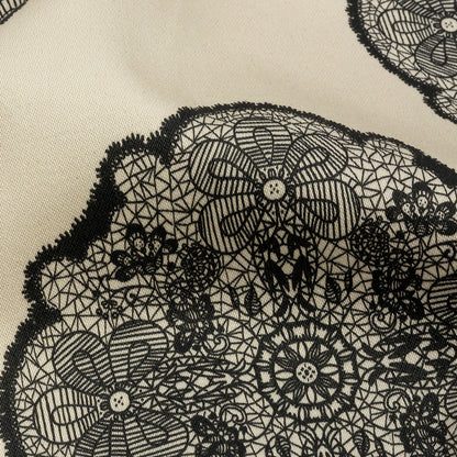 Stretch Cotton Sateen - White Lacy Medallions - Cathedral Windows Print - Mood Exclusive Metro Collection