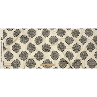 Stretch Cotton Sateen - White Lacy Medallions - Cathedral Windows Print - Mood Exclusive Metro Collection