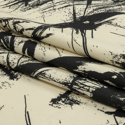 Stretch Cotton Sateen - Black and White Abstract - Subway Lines Print - Mood Exclusive Metro Collection
