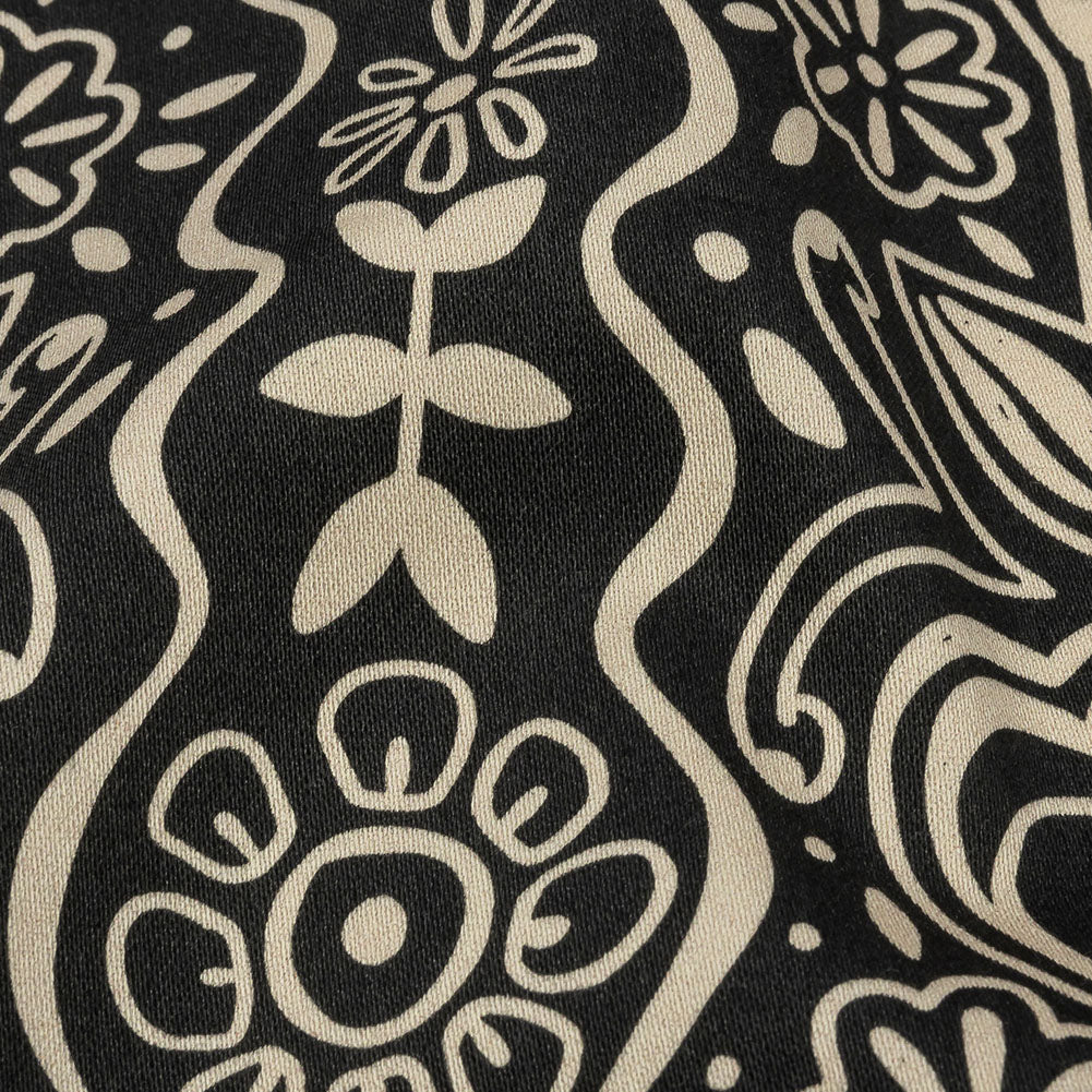 Stretch Cotton Sateen - Black and White Floral Rows - Park Avenue Print - Mood Exclusive Metro Collection - Detail