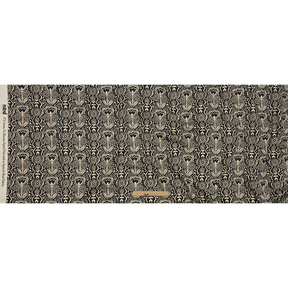 Stretch Cotton Sateen - Black and White Floral Rows - Park Avenue Print - Mood Exclusive Metro Collection