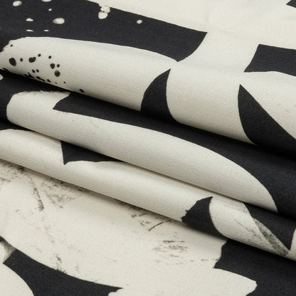 Stretch Cotton Sateen - Black and White Graffiti Letters - Wall of Fame Print - Mood Exclusive Metro Collection