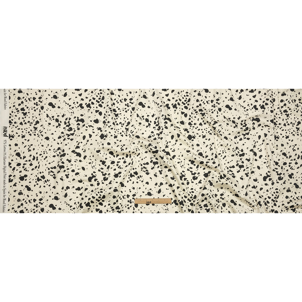 Stretch Cotton Sateen - Black and White Dalmatian Spots - Fire Dogs Print - Mood Exclusive Metro Collection - Full