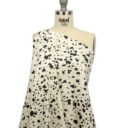 Stretch Cotton Sateen - Black and White Dalmatian Spots - Fire Dogs Print - Mood Exclusive Metro Collection