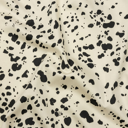 Stretch Cotton Sateen - Black and White Dalmatian Spots - Fire Dogs Print - Mood Exclusive Metro Collection