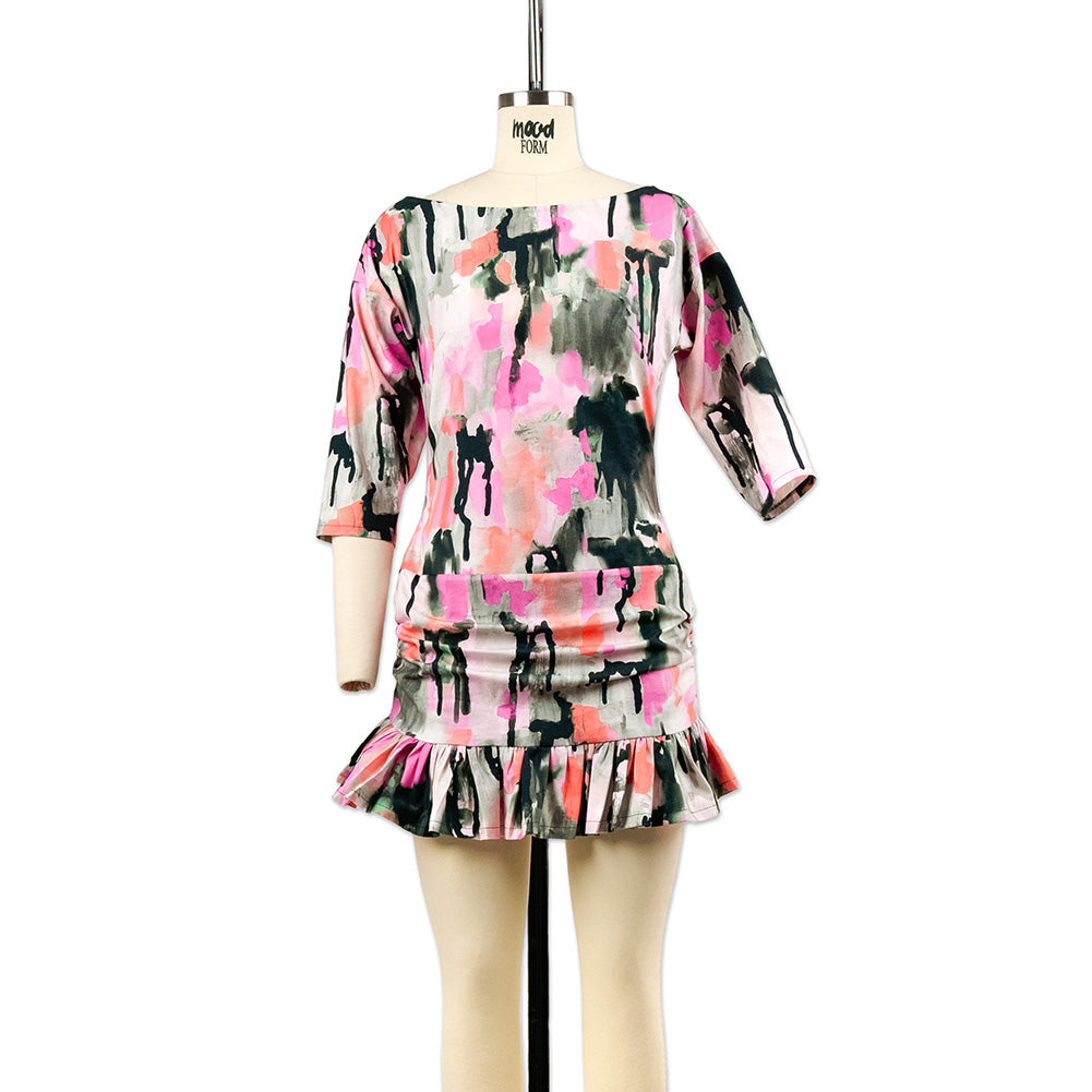 Stretch Cotton Sateen - Pink and Orange Abstract Paint Drips - Painted Aspirations Print - Mood Exclusive Metro Collection - Blog