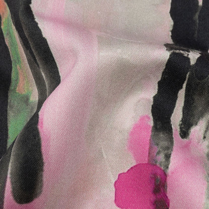 Stretch Cotton Sateen - Pink and Orange Abstract Paint Drips - Painted Aspirations Print - Mood Exclusive Metro Collection