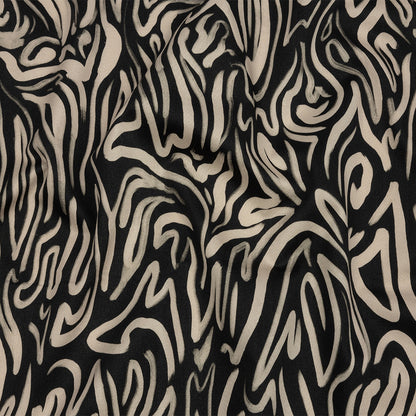 Stretch Cotton Sateen - Black and White Abstract Lines - Gallery Tour Print - Mood Exclusive Metro Collection