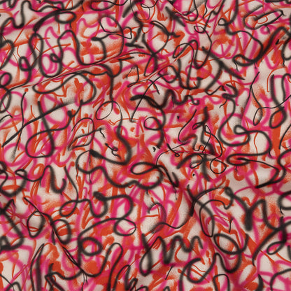 Stretch Cotton Sateen - Pink Spraypaint Scribbles - Love Notorious Print - Mood Exclusive Metro Collection