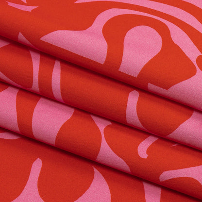 Stretch Cotton Sateen - Pink and Red Abstract - Show Goes On Print - Mood Exclusive Metro Collection