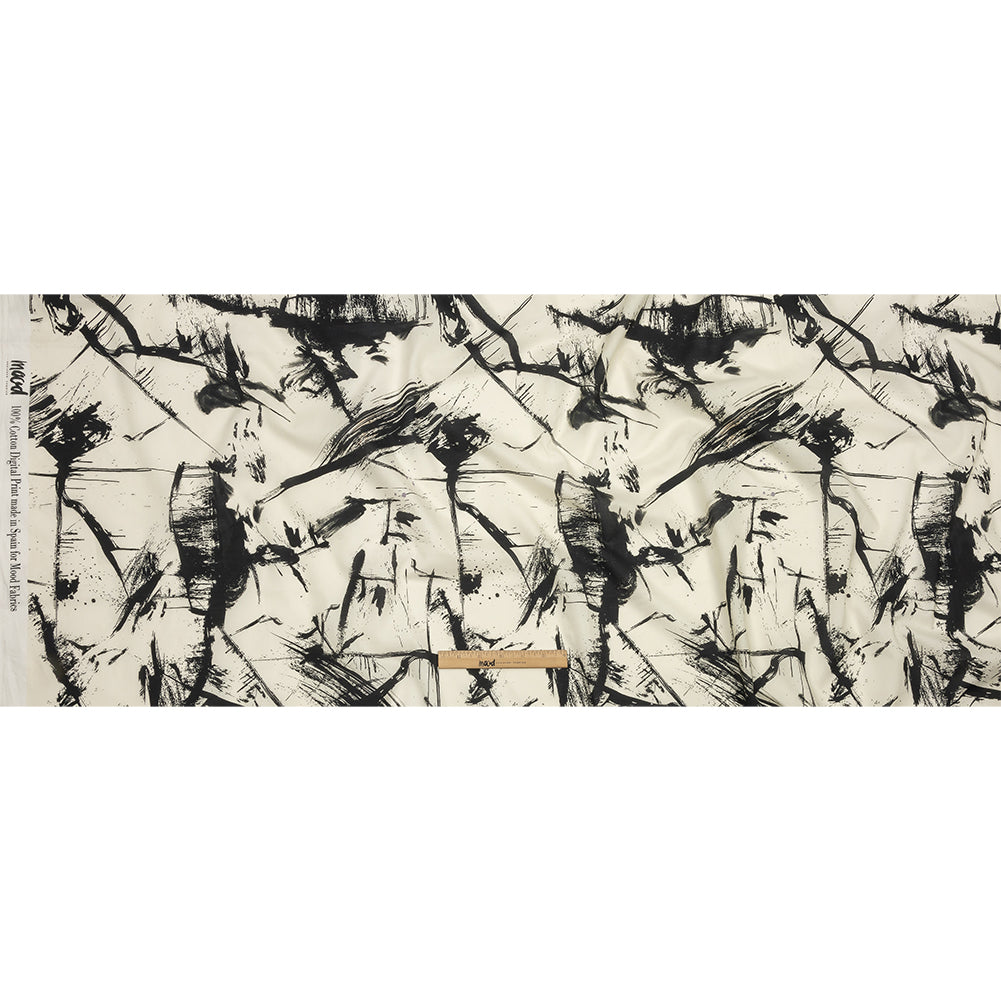 Cotton Voile - Black and White Abstract - Subway Lines Print - Mood Exclusive Metro Collection - Full