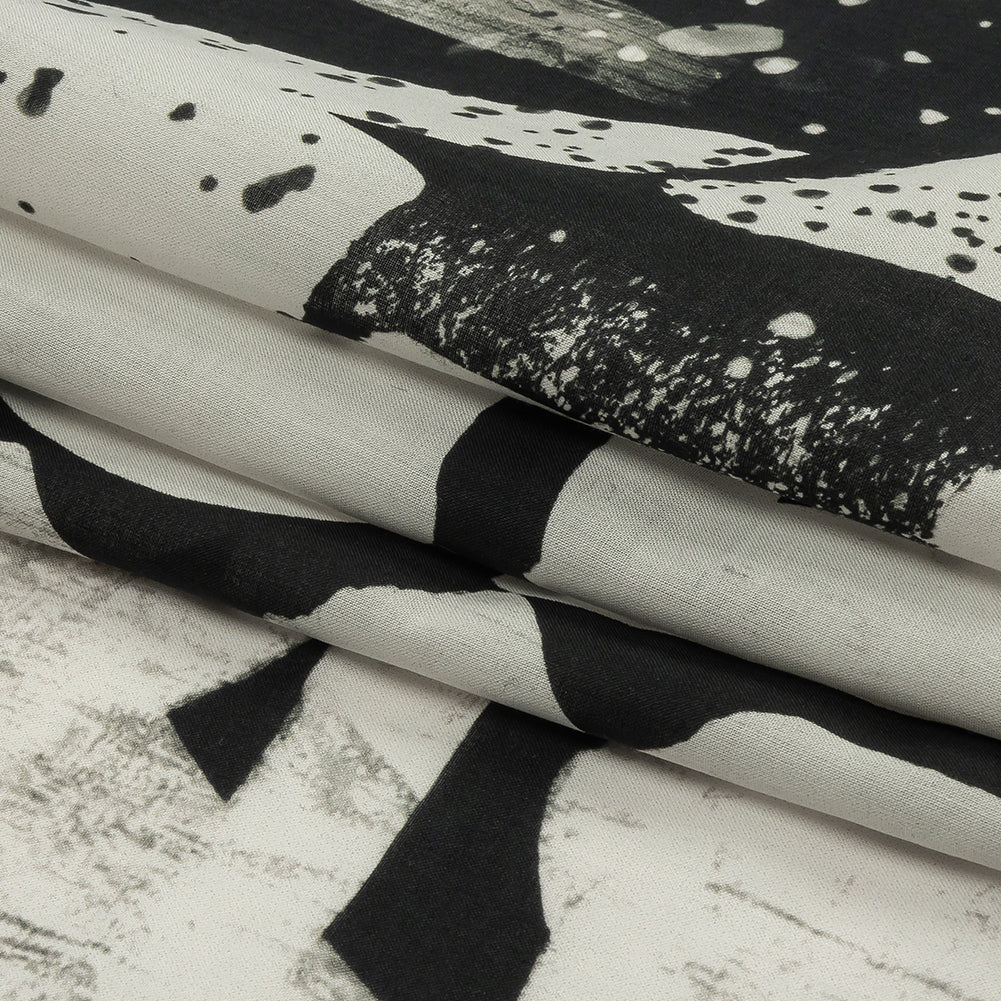 Cotton Voile - Black and White Graffiti Letters - Wall of Fame Print - Mood Exclusive Metro Collection - Folded