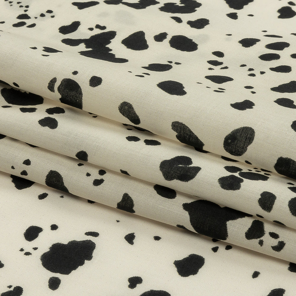 Cotton Voile - Black and White Dalmatian Spots - Fire Dogs Print - Mood Exclusive Metro Collection - Folded