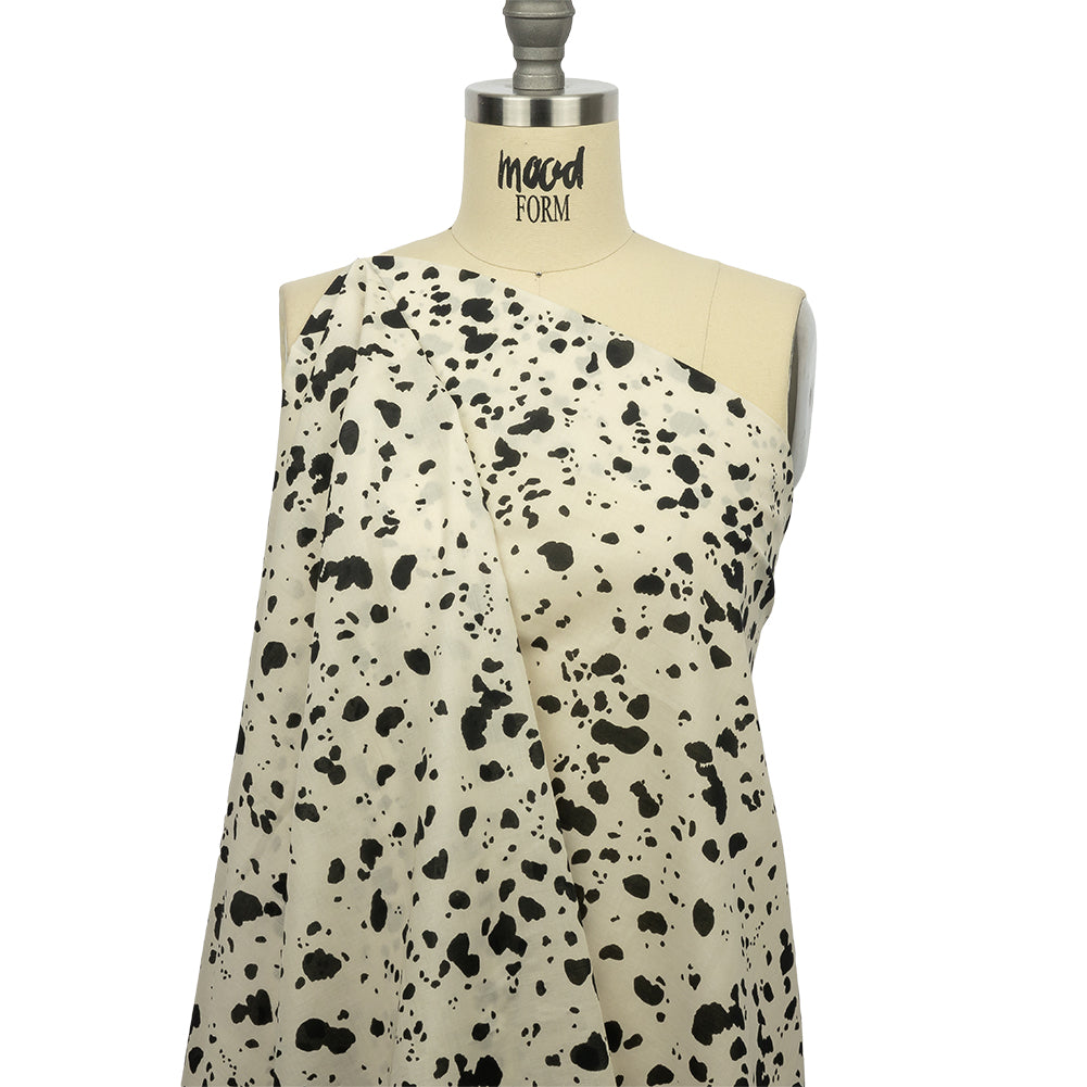 Cotton Voile - Black and White Dalmatian Spots - Fire Dogs Print - Mood Exclusive Metro Collection - Drape