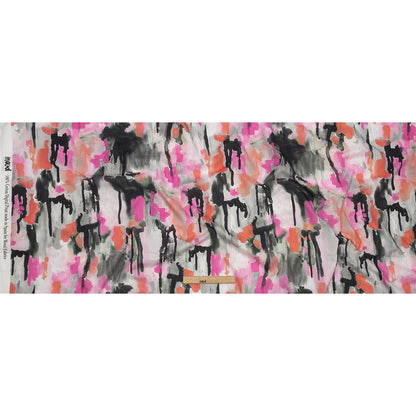 Cotton Voile - Pink and Orange Abstract Paint Drips - Painted Aspirations Print - Mood Exclusive Metro Collection