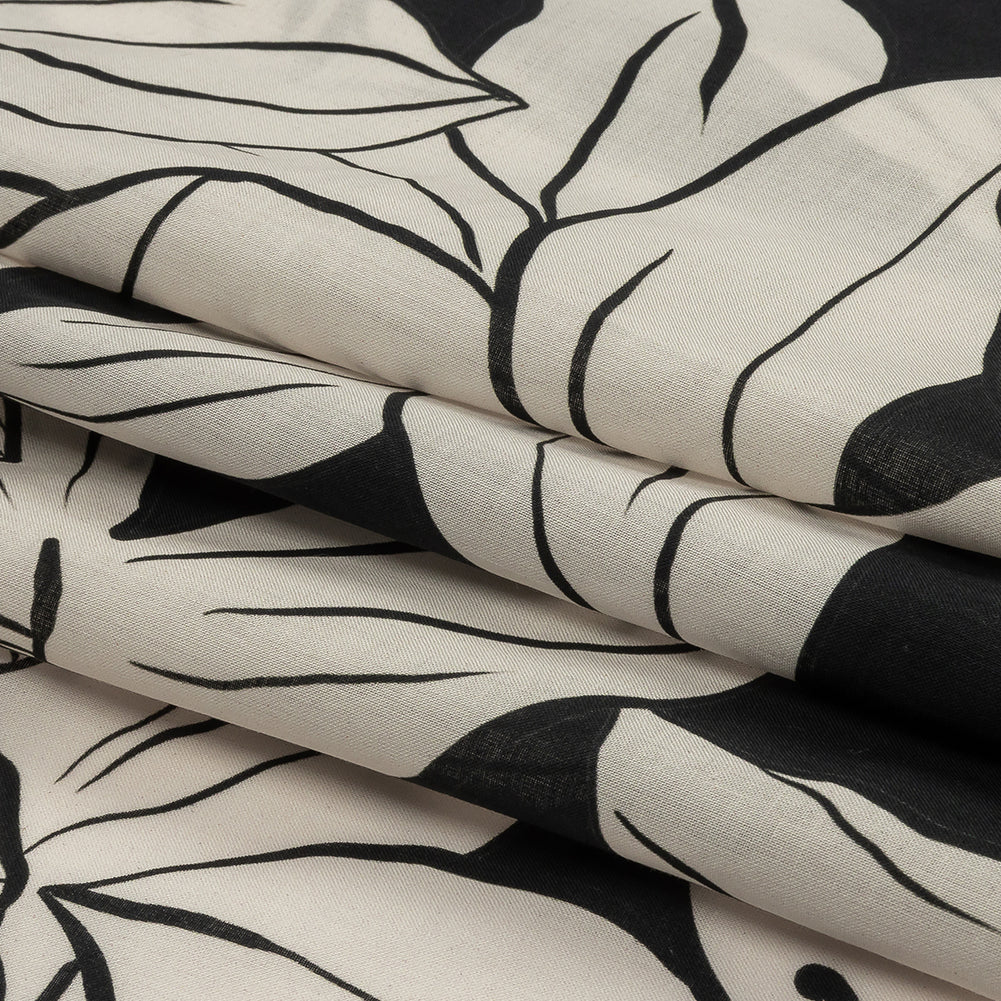 Cotton Voile - Black Floral - Central Park Spring Print - Mood Exclusive Metro Collection - Folded