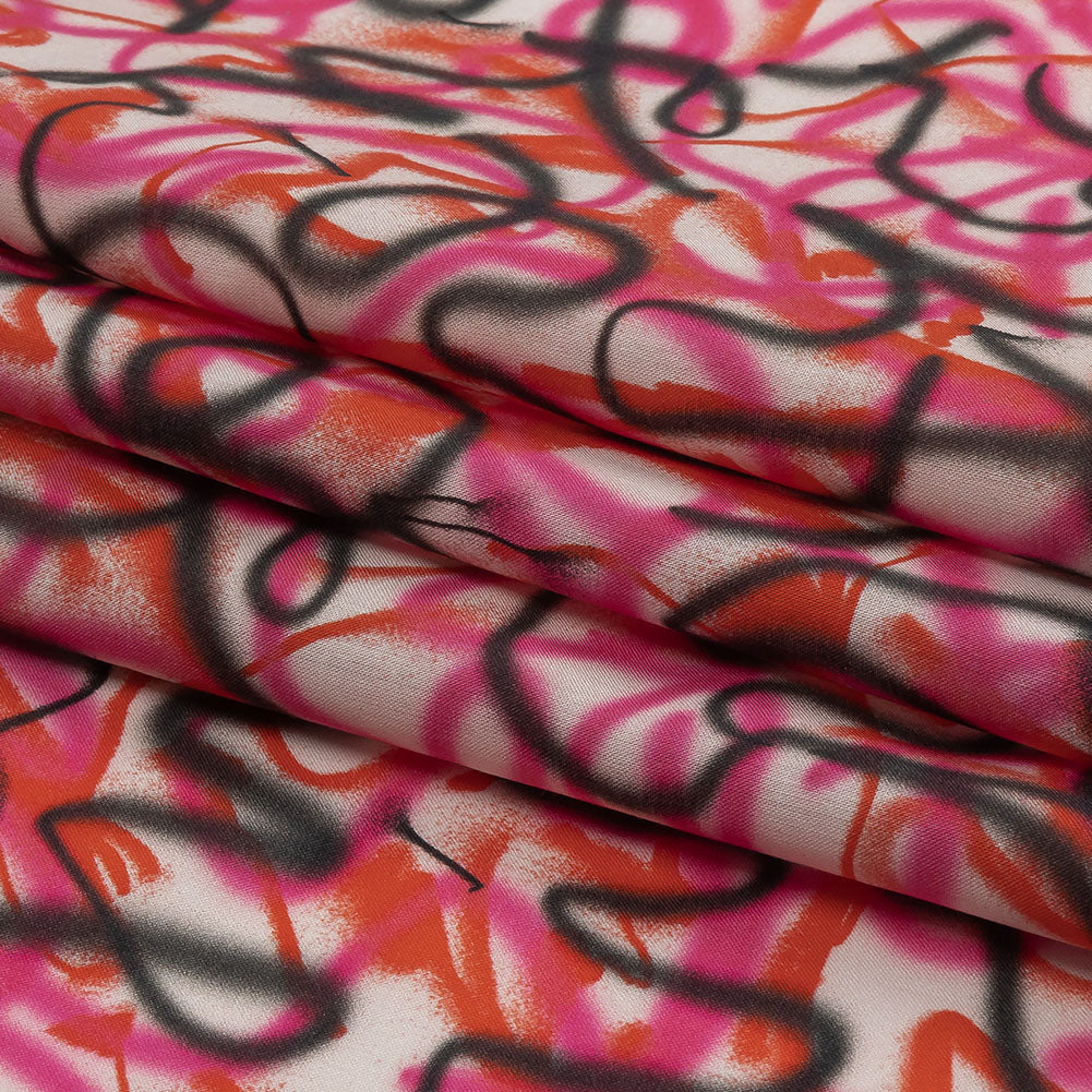 Cotton Voile - Pink Spraypaint Scribbles - Love Notorious Print - Mood Exclusive Metro Collection - Folded
