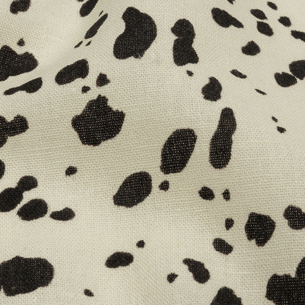 Linen and Rayon Woven - Black and White Dalmatian Spots - Fire Dogs Print - Mood Exclusive Metro Collection - Detail