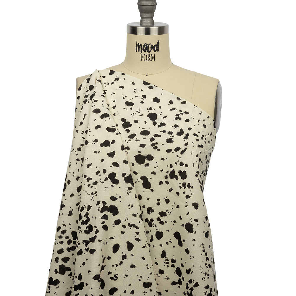 Linen and Rayon Woven - Black and White Dalmatian Spots - Fire Dogs Print - Mood Exclusive Metro Collection - Drape