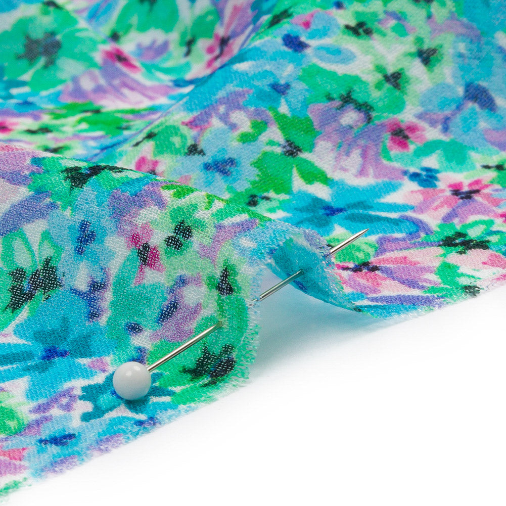 Viscose Georgette - Blue and Purple Floral - Isola Bella Print - Mood Exclusive Secret Garden Collection - Detail