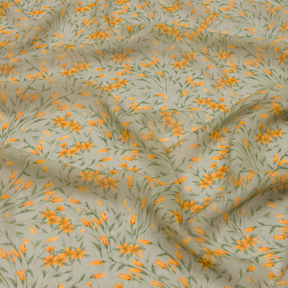 Viscose Georgette - Sage and Orange Floral - Dance with the Daffodils Print - Mood Exclusive Secret Garden Collection