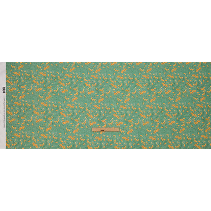 Viscose Georgette - Teal and Orange Floral - Dance with the Daffodils Print - Mood Exclusive Secret Garden Collection