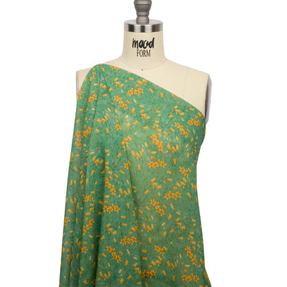 Viscose Georgette - Teal and Orange Floral - Dance with the Daffodils Print - Mood Exclusive Secret Garden Collection