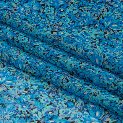 Viscose Georgette - Blue Floral - Titania's Dream Print - Mood Exclusive Secret Garden Collection