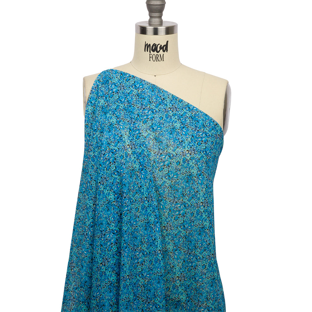 Viscose Georgette - Blue Floral - Titania's Dream Print - Mood Exclusive Secret Garden Collection - Drape
