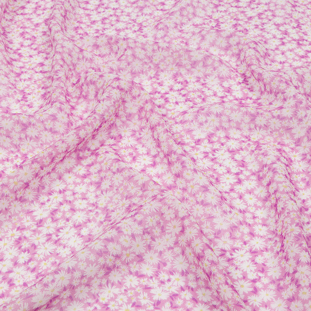 Viscose Georgette - Pink and White Floral - Sunday in the Park Print - Mood Exclusive Secret Garden Collection