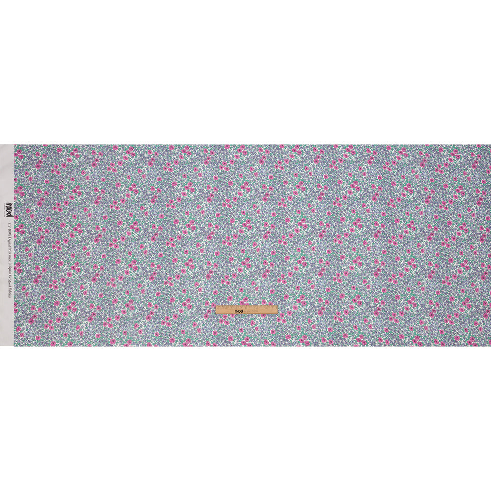 Viscose Georgette - Blue and Pink Floral - Springtime Saunter Print - Mood Exclusive Secret Garden Collection - Full