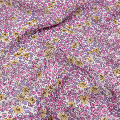 Viscose Georgette - Bigger Pink and Yellow Floral - Springtime Saunter Print - Mood Exclusive Secret Garden Collection