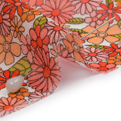 Viscose Georgette - Orange Floral - Strawberry Fields Print - Mood Exclusive Secret Garden Collection
