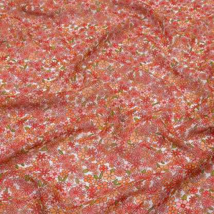 Viscose Georgette - Orange Floral - Strawberry Fields Print - Mood Exclusive Secret Garden Collection