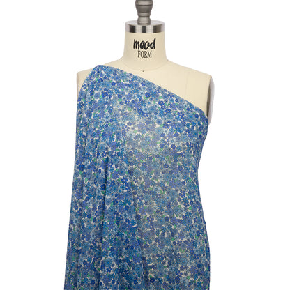 Viscose Georgette - Blue Floral - Strawberry Fields Print - Mood Exclusive Secret Garden Collection