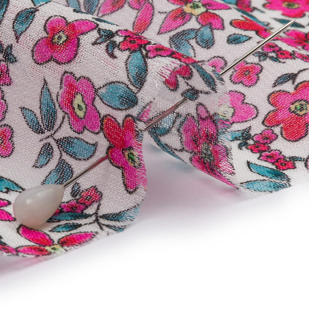 Viscose Georgette - Pink Floral - Botanical Stroll Print - Mood Exclusive Secret Garden Collection - Detail