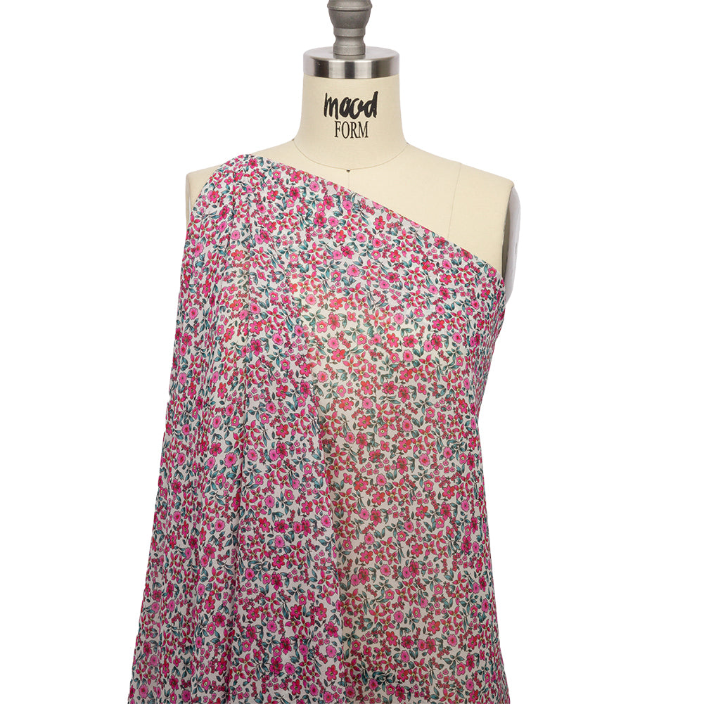 Viscose Georgette - Pink Floral - Botanical Stroll Print - Mood Exclusive Secret Garden Collection - Drape